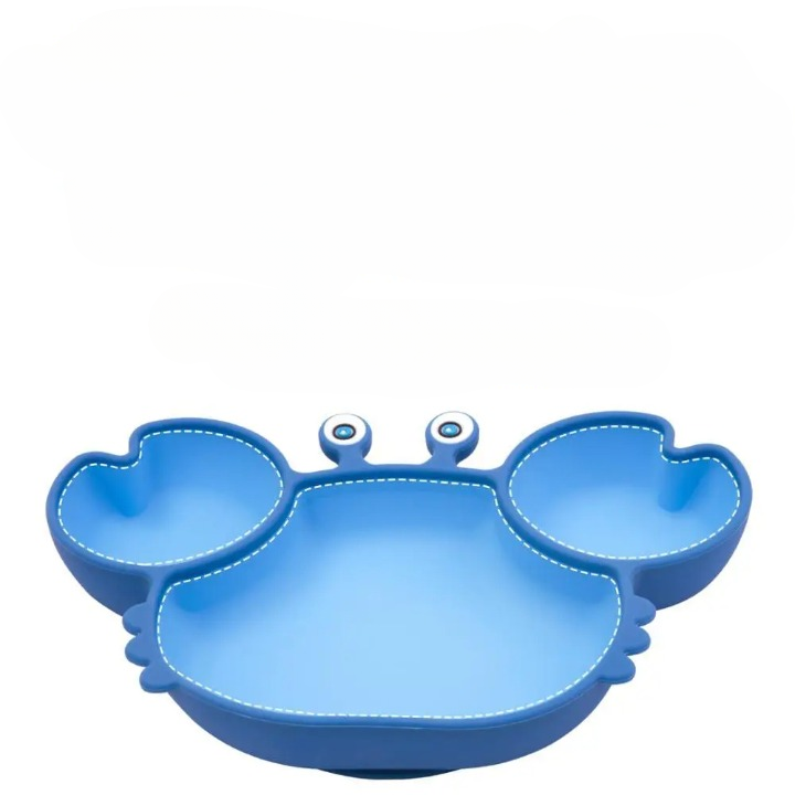 Assiette Bébé Silicone Bleue au Design de Crabe